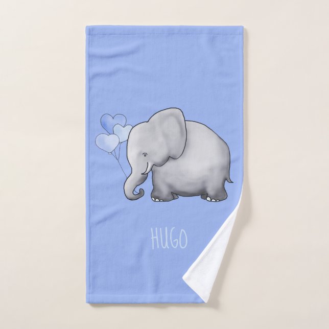 Superbe pouponnière bleue personnalisée pour bébé  (Serviette à main)