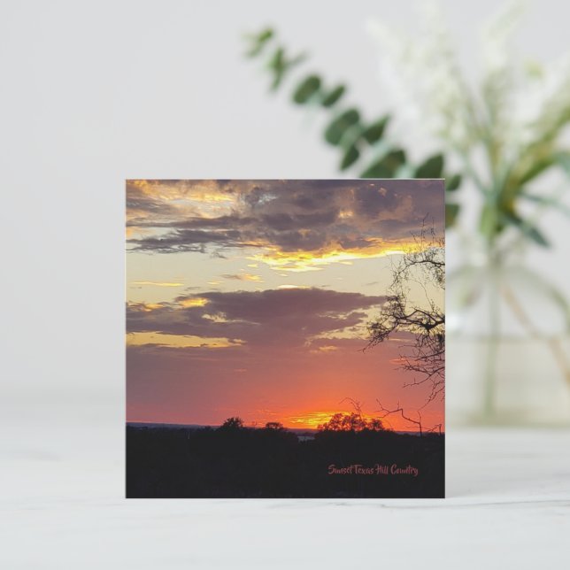 Superbe Sunset Texas Hill Country Flat Card (Debout devant)
