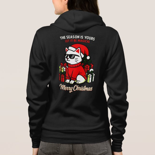 Superbe sweat à capuche de Noël pour femme, chat c (Dos)