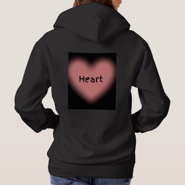 superbe sweat à capuche noir plein de coeur (Dos)