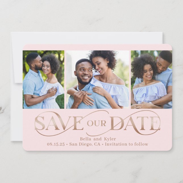 Superbe Swirl 3 Photos Enregistrer La Carte Date (Devant)