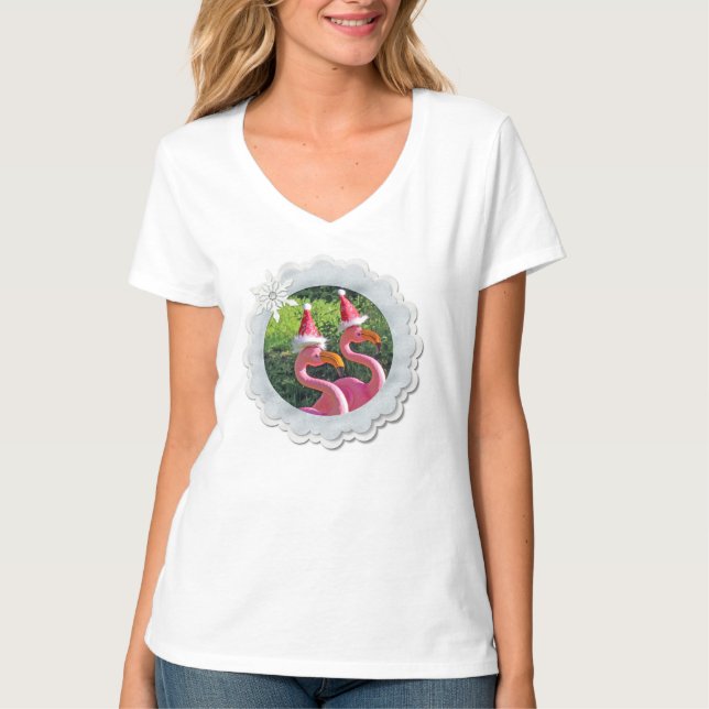 Superbe T-shirt de Noël Flamant Rose ! (Devant)