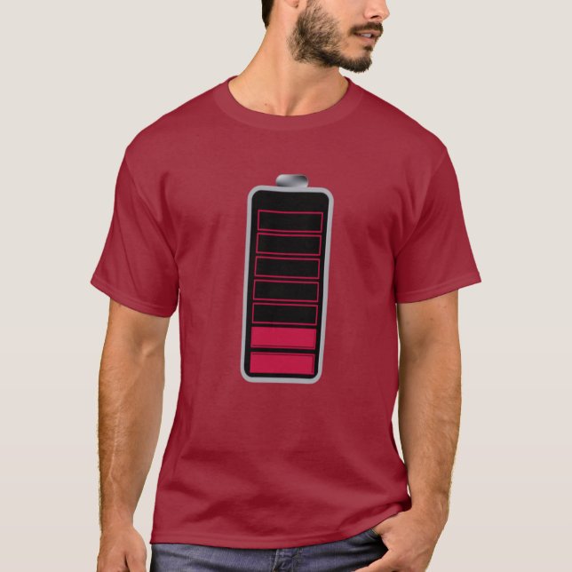 Superbe T-shirt icône de batterie faible (Devant)