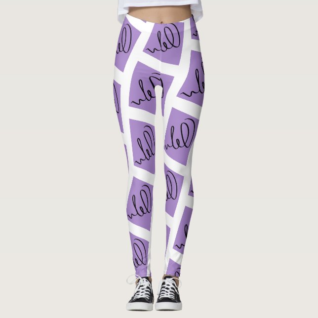 Superbes Leggings Imprimés d'Art Abstrait Écriture (Devant)