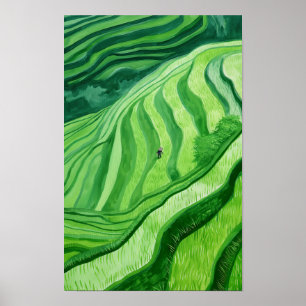 Superbes Terrasses de riz Peinture Poster