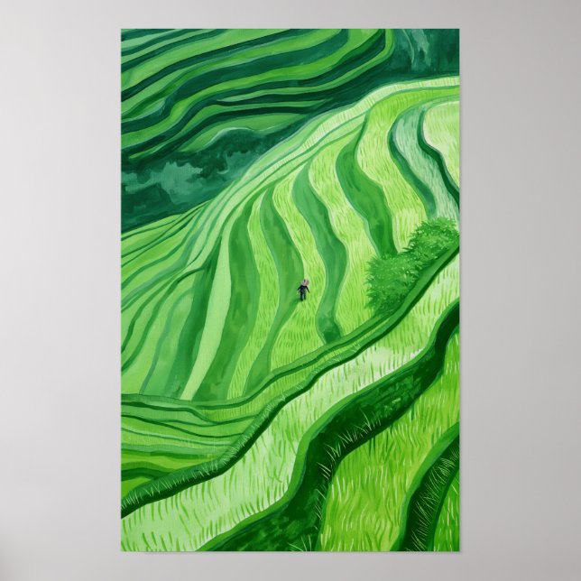 Superbes Terrasses de riz Peinture Poster (Devant)