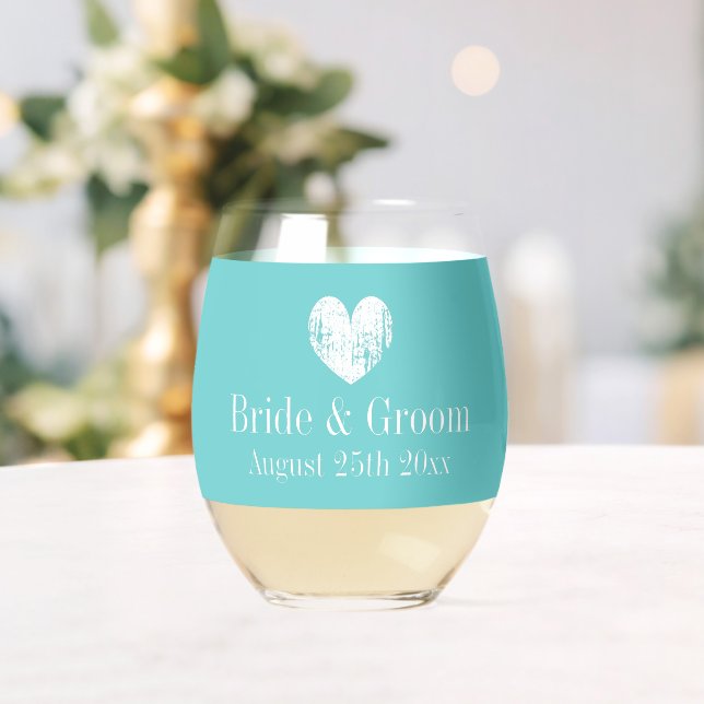 Superbes verres à vin bleu mariage turquoise (Insitu (Mariage))
