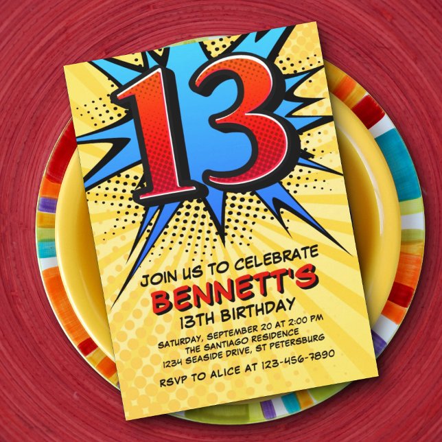 Superhero 13ème anniversaire Invitation (Créateur téléchargé)