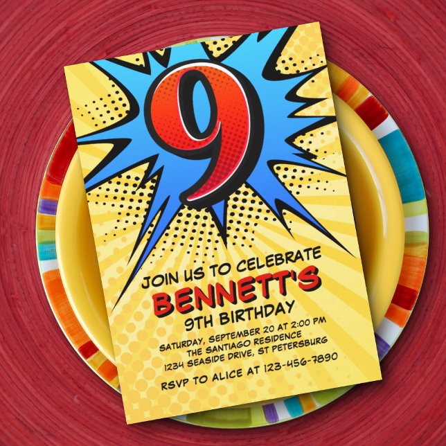Superhero 9e anniversaire Invitation (Créateur téléchargé)