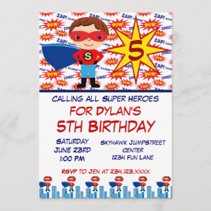 Superhero Anniversaire de enfant Party Invitations