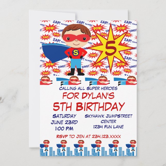 Superhero Anniversaire de enfant Party Invitations (Devant)