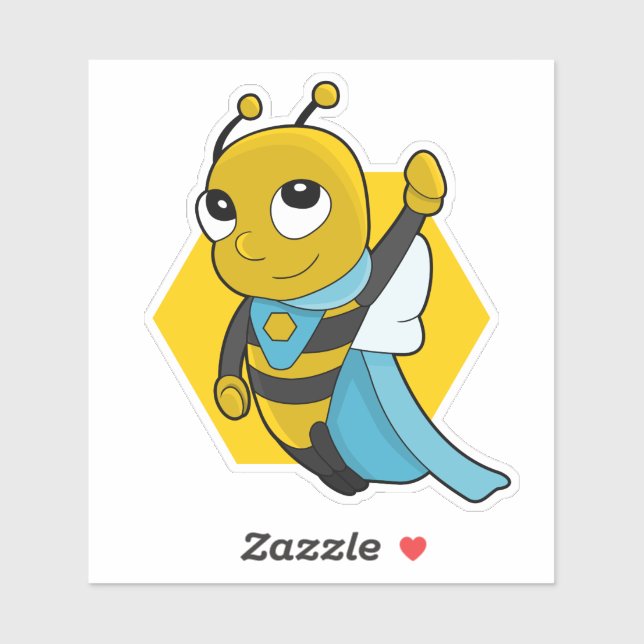 Superhero bee cartoon Custom-Cut Vinyl Sticker (Feuille)