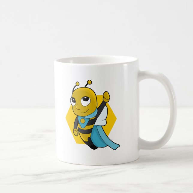 Superhero bee dessin animé tasse à café (Droite)
