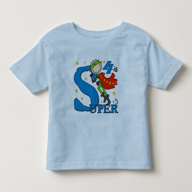 Superhero Boy 4th Birthday Tshirts et cadeaux (Devant)