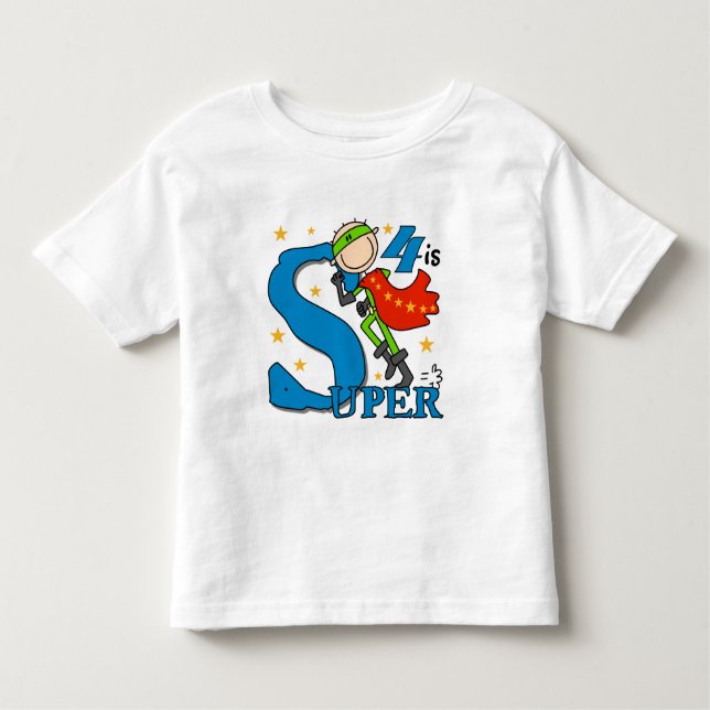 Superhero Boy 4th Birthday Tshirts et cadeaux (Devant)