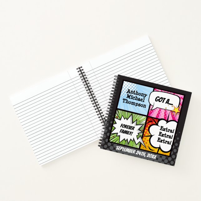 Superhero Comédie Style de livre Parti d'adoption (Intérieur)