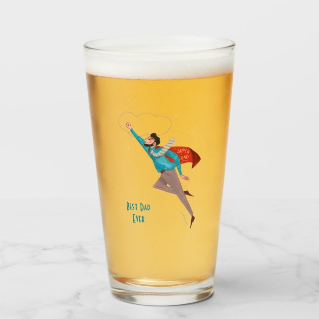 Superhero fête des pères verre dépoli tasse de biè (Devant (rempli))