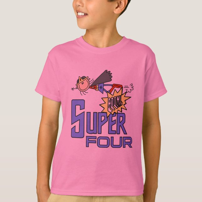 Superhero Girl 4th Birthday Tshirts et cadeaux (Devant)