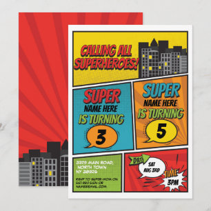 Superhero Invitation partagée Joint Party Boys Com