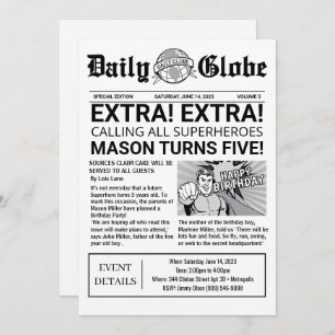 Superhero Journal Invitation d'anniversaire
