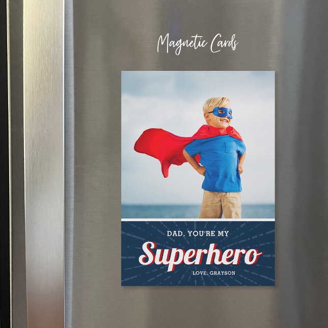 Superhero Papa Fête des pères Magnet Carte photo (Créateur téléchargé)