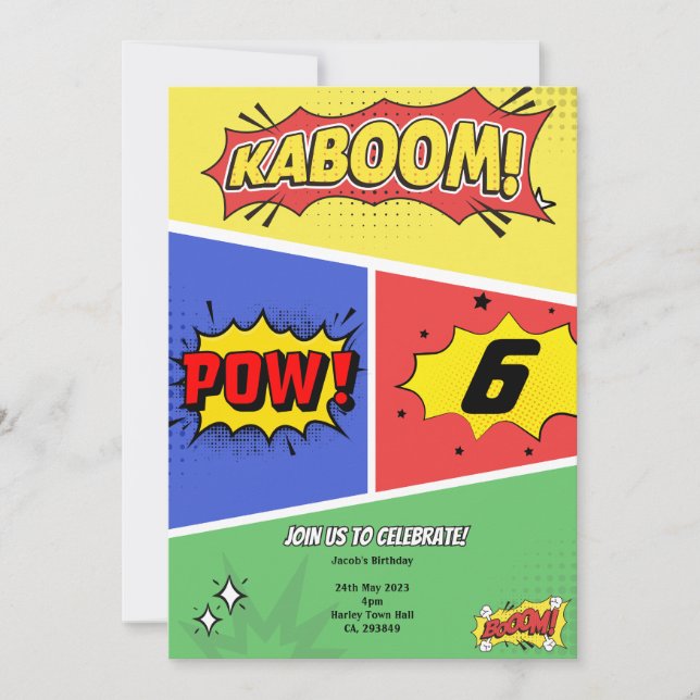 Superhero Theme Anniversaire Invitations (Devant)