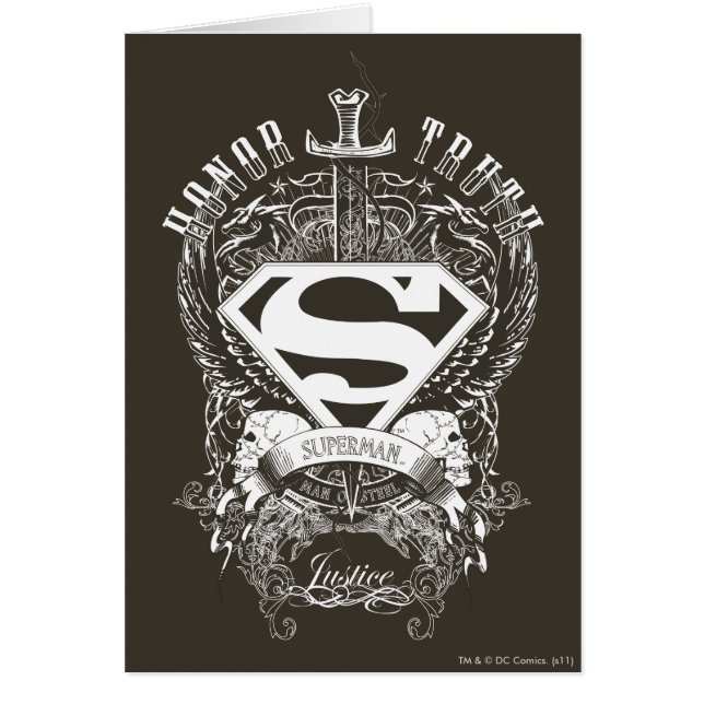 Superman Stylisé | Honneur, vérité sur logo blanc (Devant)