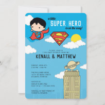 Superman Super Hero Baby shower Invitation