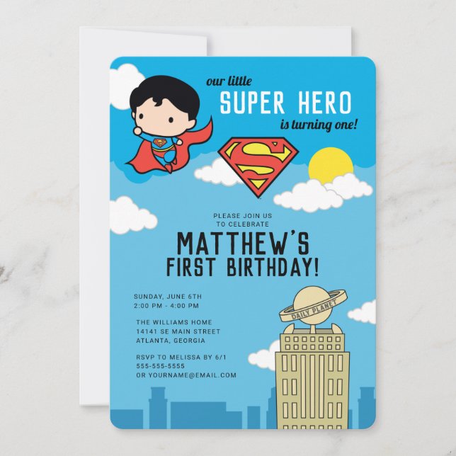 Superman Super Hero Invitation d'anniversaire (Devant)