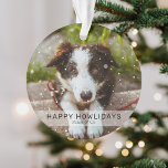 Superposition De Neige 2 Chien Personnalisé Photo<br><div class="desc">Créez votre propre ornement de noël avec ce 2 modèle photo. Conçu avec une couche de neige et le texte amusant 'Happy Howlidays' et le nom.</div>