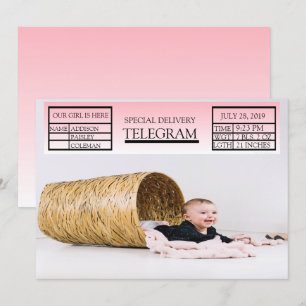 Superposition rose pour bébé Faire-part de naissan