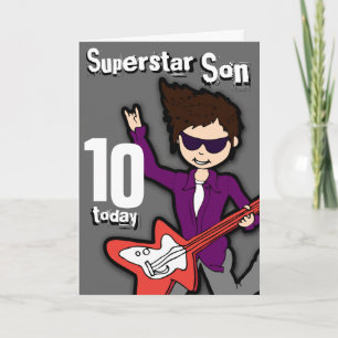 Superstar Fils 10e anniversaire gris carte garçon 