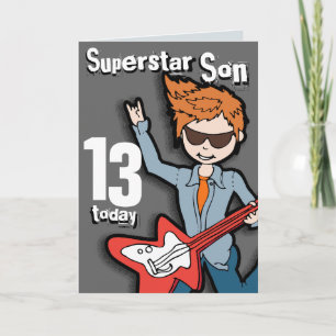Superstar Son 11e anniversaire gris carte garçon