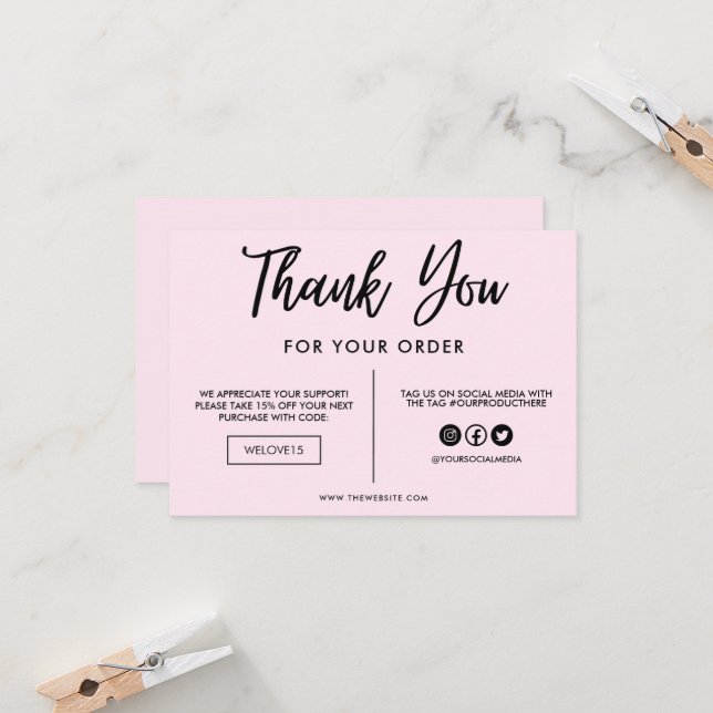 Support en Merci noir et rose (Devant/Arrière en situation)