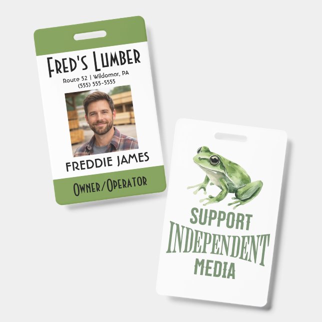 Support Independent Media Frog Name Badge (Avant & arrière)