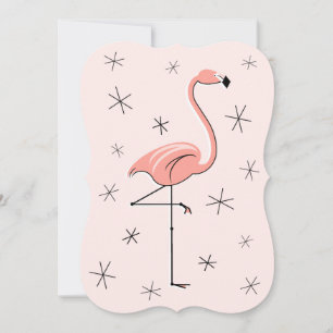 Support pour invitation rose flamant rose vertical