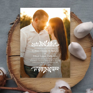 Supports floraux Simple Mariage Photo Invitation