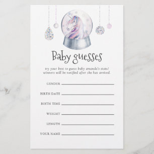 Suppositions de Baby Shower de Noël Licorne Paille