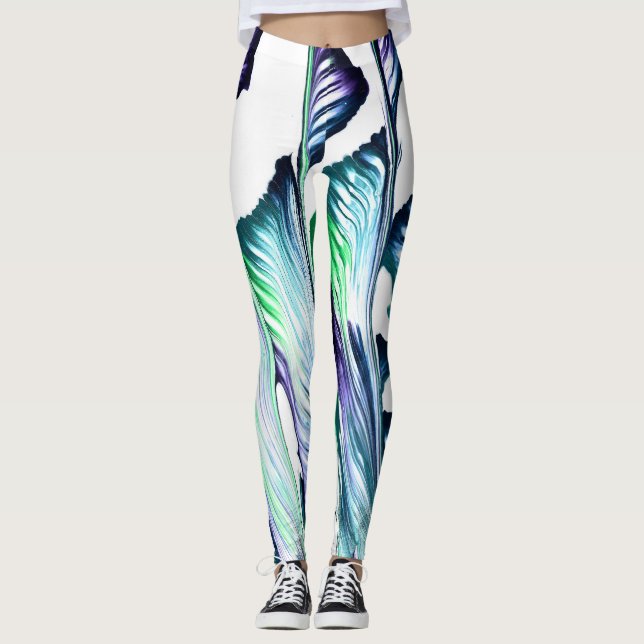 Supprime-douleur 1 Leggings Abstraits Violet Vert (Devant)