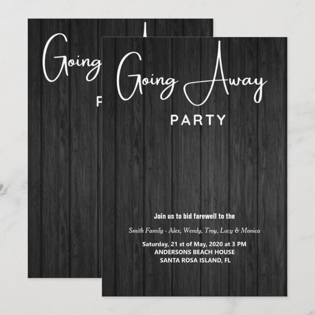 supprimer les invitations à la fête (Devant / Derrière)