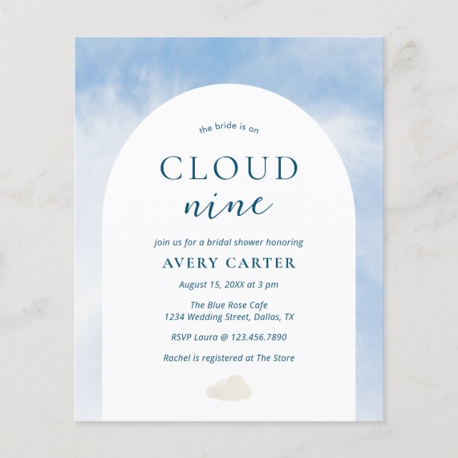 Sur Cloud 9 Budget Nuptiale Douche Invitation (Devant)