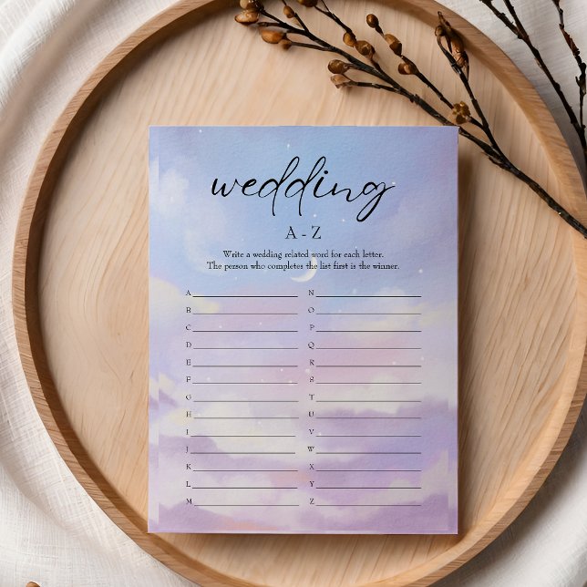 Sur Cloud 9 Mariage Fête des mariées A-Z Carte de  (Créateur téléchargé)