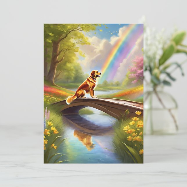 Sur la carte de sympathie du chien Rainbow Bridge (Debout devant)