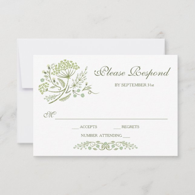 Sur la carte RSVP de mariage des Prairies (Devant)