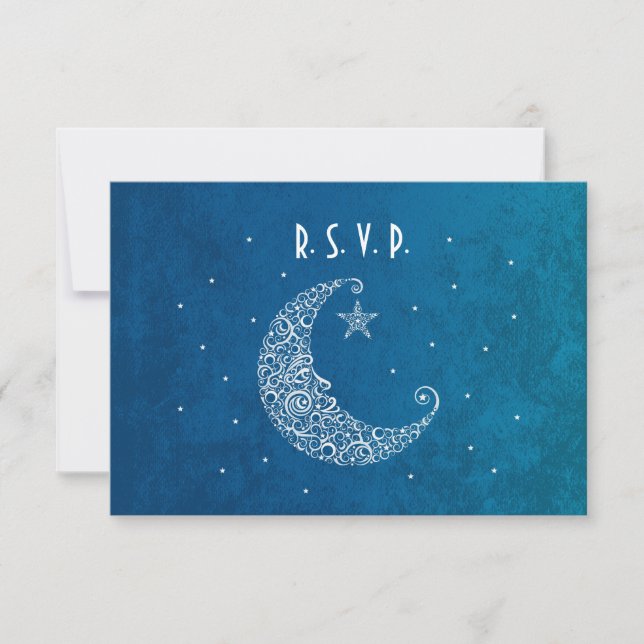 Sur la carte RSVP mariage Lune (Devant)
