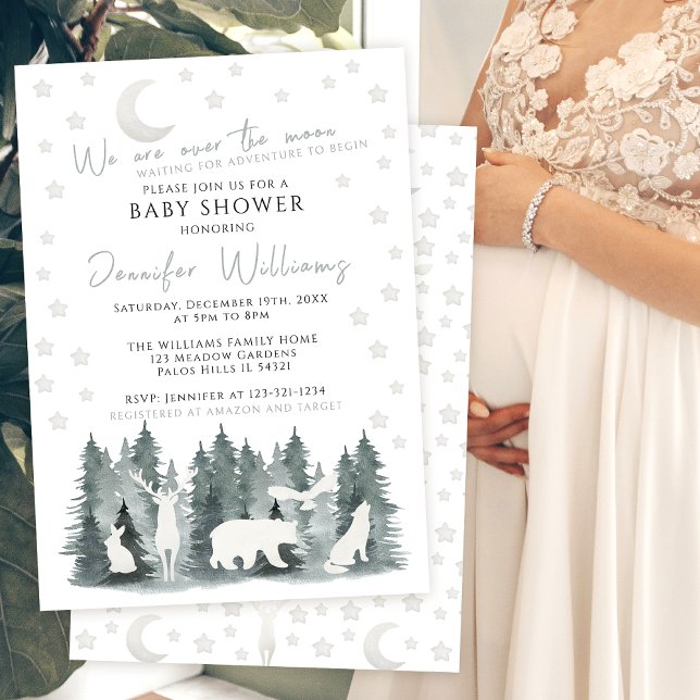 Sur la lune aventure baby shower invitation (Créateur téléchargé)