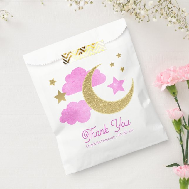 Sur la lune Baby shower rose Favour les sacs (Scellé)