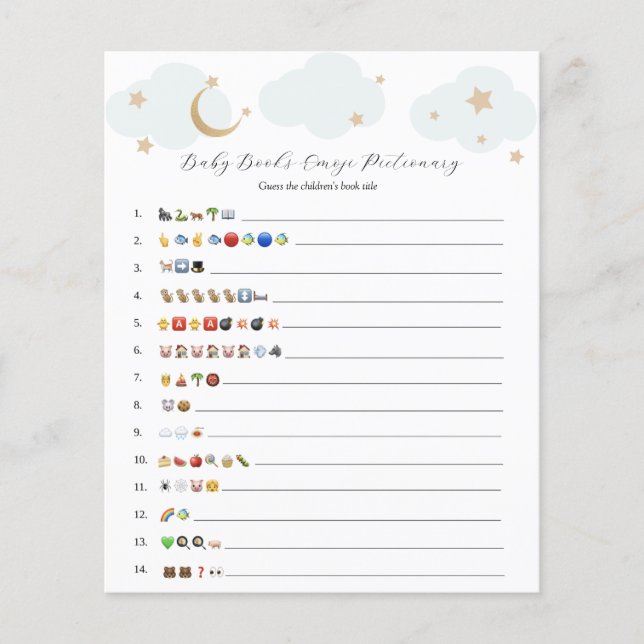 Sur la Lune Blue Baby Books Emoji Jeu (Devant)
