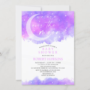 Sur la lune Dreamy Girl Baby shower Invitation