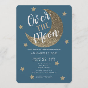 Sur la Lune Midnight Blue Baby shower Invitation
